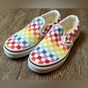 Vans Kids Colorful Checkered Slip-On Sneakers